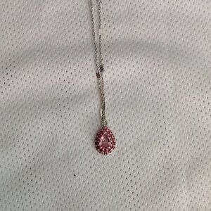 Bomb Party Pink Topaz Lab Created Rhodium Plated Necklace
